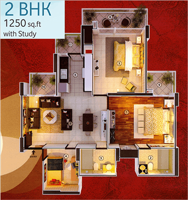 2 BHK with Study
